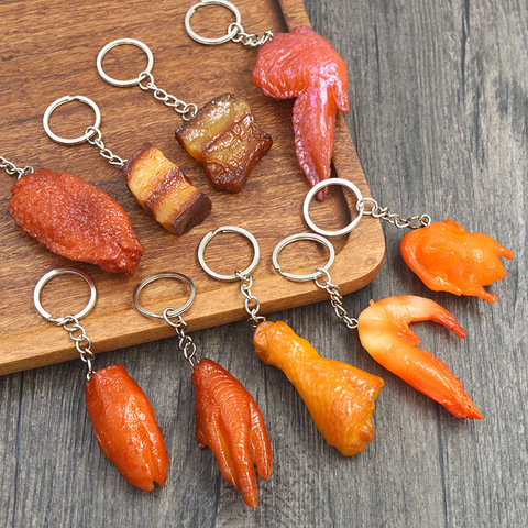 Creative Simulation Food Keychain PVC Model Gift Keychain Soft Glue Fake Braised Pork Belly Roasted Chicken Keychain K4230 ► Photo 1/6