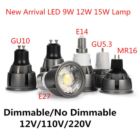Super Bright Dimmable GU10/GU5.3/E27/E14/MR16 COB 9W 12W 15W LED Bulb Lamp 85-265V 12V spotlight Warm White/Cold White led light ► Photo 1/6