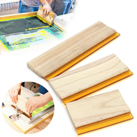 Wear-proof Silk Screen Printing Squeegee Blade With Wood Handle DIY Silkscreen Printing Ink Rubber Scraper Board Tools ► Photo 1/5