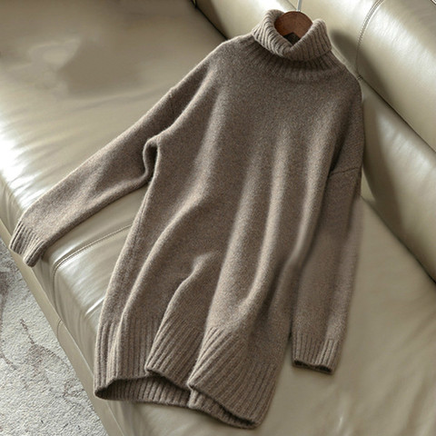 Cashmere sweater women turtleneck sweater knitted wool pullover long loose thick warm sweater fashion casual women's sweater ► Photo 1/6