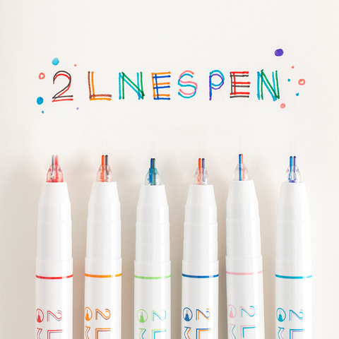 Double line pen set Red Blue color ink 2 lines tip liner marker drawing art pens scrapbooking Stationery Office School F768 ► Photo 1/6