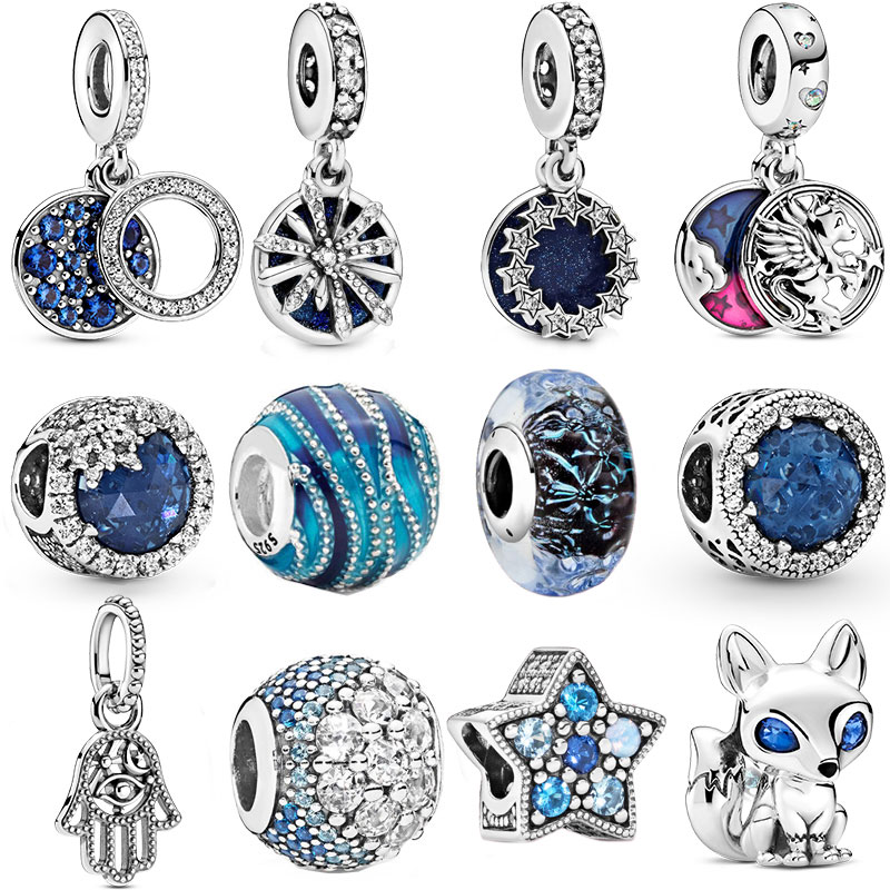 Galaxy Blue & Star Murano Charm Glass Beads For Beaded Silver Bracelets 925 Sterling  Silver Beads for Jewelry Making Berloque - AliExpress