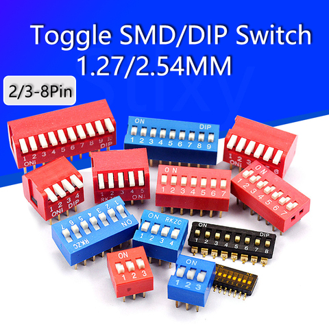 5pcs Slide Type Switch Module 1 2 3 4 5 7 8 10PIN /1.27/2.54mm Position Way SMD/DIP Pitch Toggle Switch  Snap Switch Dial Switch ► Photo 1/6