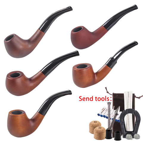 New 1pcs Red sand wood Smoking pipe tobacco pipe men's bending type filter pipe For 9mm filters Accessories p1307 ► Photo 1/6