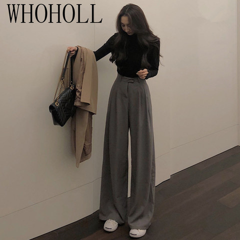 2022 Spring Autumn Female Solid Wide Leg Pants Women Full Length Pants Ladies High Quality simple Casual Straight Pants ► Photo 1/5