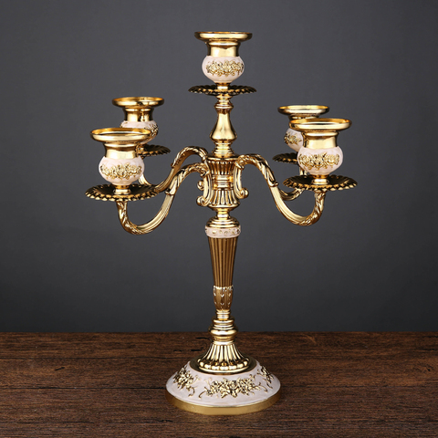 Classical Metal Candelabra Retro Candlestick Candle Holder 5 Stands Candlelight Dinner Wedding Gift Home Wedding Decor ► Photo 1/6