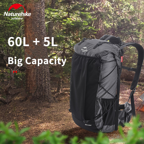 Naturehike 60L+5L Camping Backpack 1.16kg High Capacity 15kg Load Camping Backpack Tear-Risistant Hiking Backpack Waterproof ► Photo 1/6