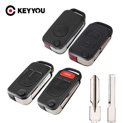 KEYYOU 2 Button For Mercedes Key Flip Folding Car Remote Key Shell For Mercedes Benz SLK E113 A C E S W168 W202 W203 ► Photo 1/6
