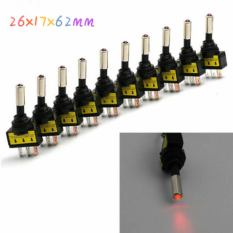 12V 20A 3P 26x17x62mm 10pcs/pack 1pack Automobile automatic LED light rocker toggle switch, vehicle sales ► Photo 1/5