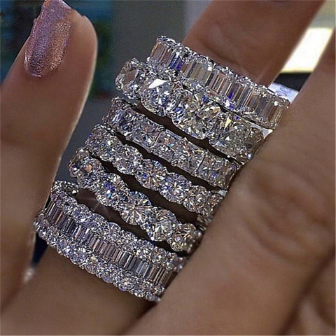 luxury 925 sterling silver wedding band eternity ring for women big gift for ladies love wholesale lots bulk jewelry R4577 ► Photo 1/6