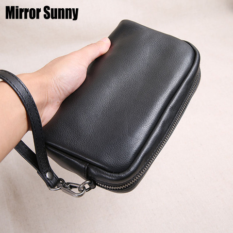 Men's Handbag Head Cowhide Leather Small Male Clutch Bag Long Wallet Trendy Leather Soft Leather Large Capacity Mobile Phone Bag ► Photo 1/6