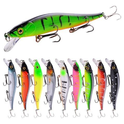 1pcs Fishing Lure 115mm/14g Minnow Crankbait Wobblers 3D Eyes Perch Artificial Bait Pike Carp Bait Swim Bait Fishing Pesca Black ► Photo 1/6