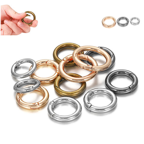 5Pcs Zinc Alloy Spring Ring Round Clasps Open Ring Spring Lock for Jewelry Connectors DIY Bag Clasp Key-chain Camping Buckle ► Photo 1/6