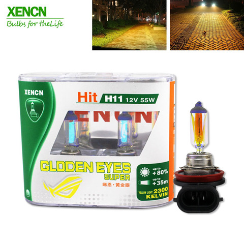 XENCN H11 12V 55W PGJ19-2 2300K Golden Eyes Super Yellow Light Halogen E1 DOT Car Bulbs Fog Lamp for mercedes toyata honda 2Pos ► Photo 1/6