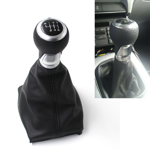 For Audi A4 S4 B8 8K A5 8T Q5 8R S Line 07-15 Gear Shift Knob 5 speed 6 Speed Leather Chrome or Red Ring CNWAGNER ► Photo 1/5