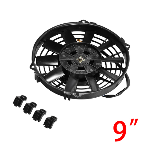 Universal 8/9/10/12/14 Inch 12V 80W 2100RPM Car Air Conditioning Electronic Cooling Fan Straight Black Blade Electric Cool Kit ► Photo 1/6
