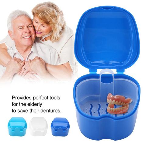 Denture Bath Box Case Dental False Teeth Storage Box with Hanging Net Container Plastic artificial tooth Organizer Teeth Care ► Photo 1/6