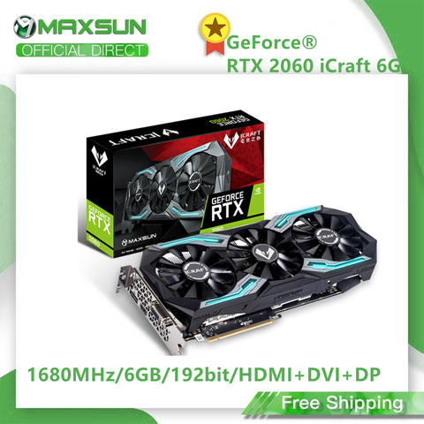 MAXSUN GeForce RTX 2060 iCraft  6GB 192-Bit GDDR6 Graphics Cards PCI Express 3.0 x16 DP HDMI DVI HDCP Ready Video Card ► Photo 1/6