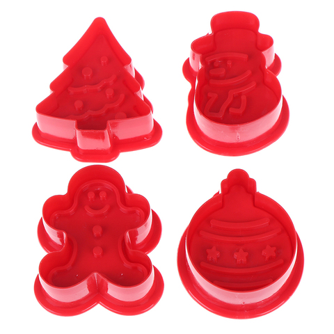 4 Pcs/Set Cookie Stamp Biscuit Mold 3D Cookie Plunger Cutter DIY Baking Mould Gingerbread Home 2022 Christmas Cookie Cutters ► Photo 1/6