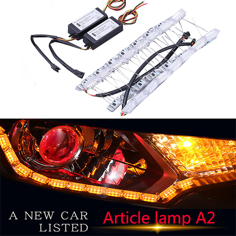 2X Flexible LED Strip Lights DRL Daytime Running Light Waterproof Sequential Flow Headlight Runners Style Corner Turn Signal DRL ► Photo 1/6