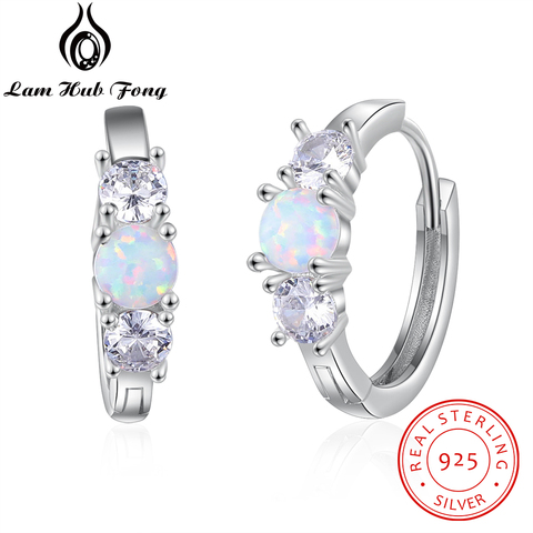 Opal Earrings Real 925 Sterling Silver Hoop Earrings for Women Round Circle Earrings Wedding Statement Jewelry (Lam Hub Fong) ► Photo 1/5