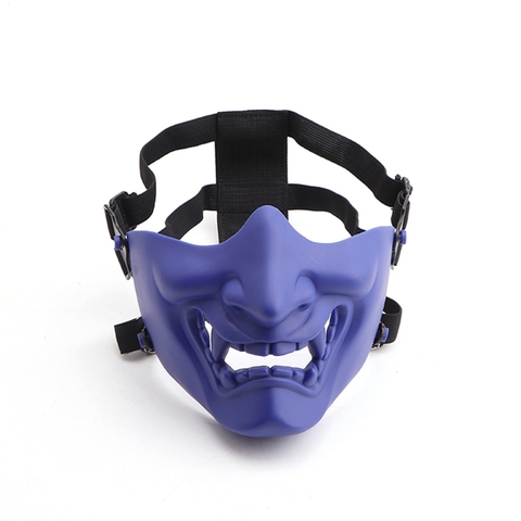 new Half Face Mask Airsoft Costume Halloween Cosplay BB Evil Demon Kabuki Samurai Half Face Mask ► Photo 1/6