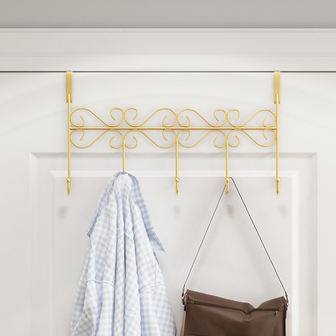 Practical Wrought Iron Door Hook Towel Hat Clothes Wall Hook Over Door Gold Wall Hanger Hat Durable Kitchen 5/7 Hooks Retro ► Photo 1/5