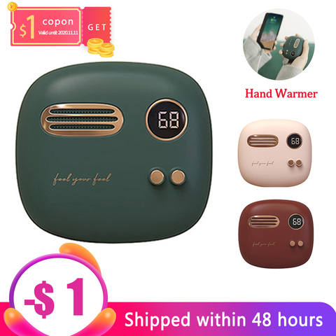 Charging Hand Warmer retro hand warmer power bank digital display powerbank USB heater 2 side warm for travel home ► Photo 1/6