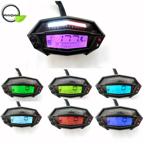 MOTOQUEEN Motorcycle tachometer hour meter digital speedometer gear indicator 7 colors parts Universal For Kawasaki Z1000 ► Photo 1/6