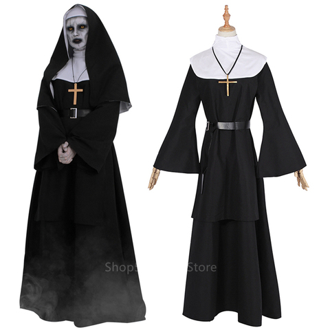 Women Halloween Costume The Nun Cosplay Costume Horror Films Scary Cosplay Cross Ghost Girl Halloween Costume Kids Children ► Photo 1/6