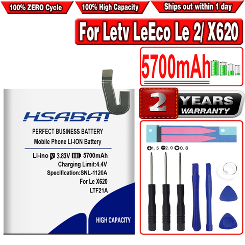 HSABAT 5700mAh LTF21A Battery For Letv LeEco Le 2/2 pro/le 2S/le S3 X527 X620 X528 X621 X625 X626 X20 X25 X520 X522 X525 X526 ► Photo 1/6