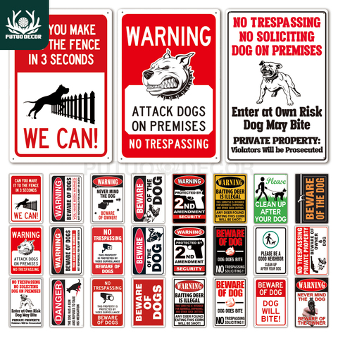 Beware of Dog Sign Warning Metal Sign Guard Dog Sign Wall Decor Yard Sign No Trespassing Metal Dog Signs ► Photo 1/6