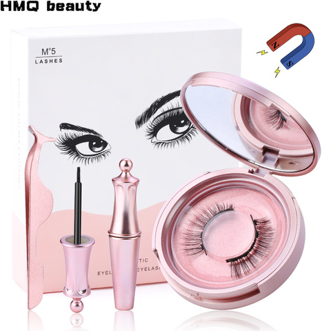 Magnetic Eyelashes 3D False Mink Eyelashes Magnet Lashes Magnetic Liquid Eyeliner&Magnetic False Eyelashes & Tweezer Set ► Photo 1/6