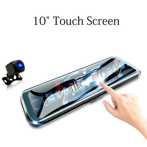 HGDO 10 inch Car DVR  Rearview Mirror Dash cam Full HD Touch screen car camera 1080P dvrs Dual lens video Recorder autoregister ► Photo 1/6