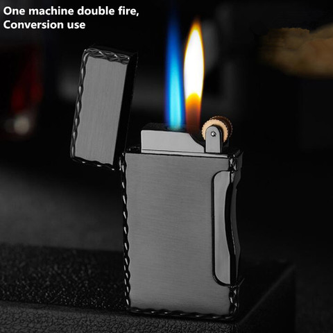 Gas lighter Blue Flame and Open fire two in one lighter Inflatable Butane Cigarette Lighters for smoking ► Photo 1/6