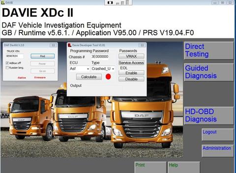 2022 year Newest DAF Davie Runtime 5.6.1 for paccar and DAF engine diagnostic software ► Photo 1/1