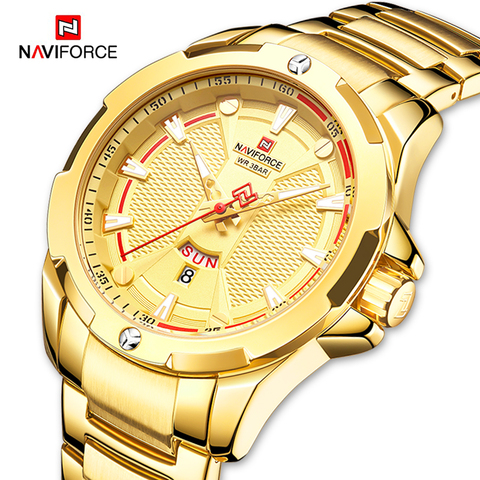 NAVIFORCE Military Fashion Gold Watch Men Luxury Quartz Wristwatch Sport Casual Clock Wateproof Watches Relogio Masculino 2022 ► Photo 1/6