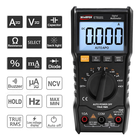 WinAPEX 6000 Counts Digital Multimeter Full Protection Mini Multifunctional Handheld Multi Meter inductance meter clamp ► Photo 1/6