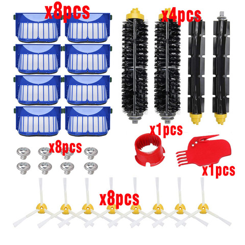 Compatible with iRobot Roomba 600 Series Bristle&Flexible Beater Brush 3-Armed Brush Aero Vac Filters kit spare parts clean kits ► Photo 1/6