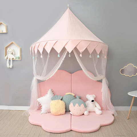 Buy Online Nordic Kids Play Tent Pink Princess Castle Play House Tipi Enfant Indoor Baby Girls Crib Canopy Net Bed Tent Children Room Decor Alitools