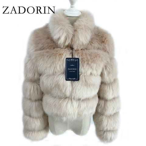 ZADORIN 2022 Fashion Short Winter Faux Fox Fur Coat Women Luxury Stand Fur Collar Thick Warm Furry Jacket Faux Fur Top Plus Size ► Photo 1/6