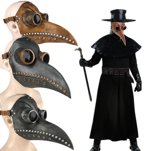 Funny Medieval Steampunk Plague Doctor Bird Mask Latex Punk Cosplay Masks Beak Adult Halloween Event Cosplay Props ► Photo 1/6