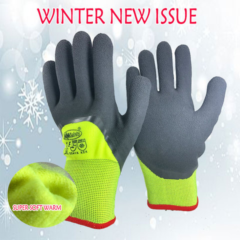 New Arrived Winter Warm Thermal Glove Anti-Slip Latex Rubber Coated For Garden Worker Builder Work Safety Hands Protection Glove ► Photo 1/6