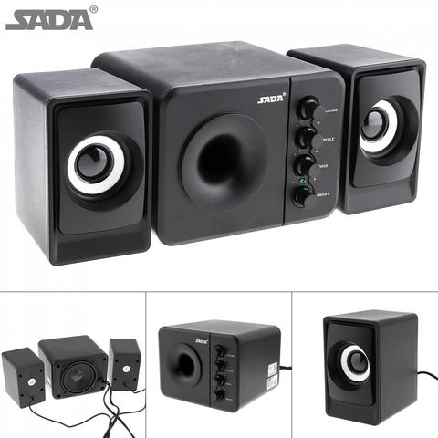 SADA D-205 Portable 3W USB 2.0 Computer Subwoofer Combination Speakers with 3.5mm Audio Plug for Desktop Laptop PC Smartphone ► Photo 1/4