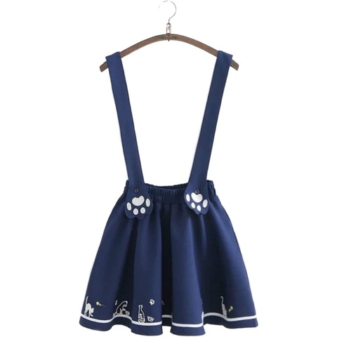 Merry Pretty New Summer Women Skirts Cartoon Cat Dog Embroidery Skirt Harajuku Kawaii Japan Style Cute Chiffon Strap Mini Skirt ► Photo 1/6