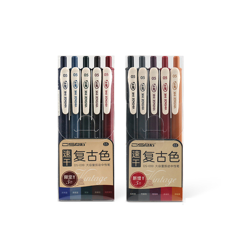 Retractable Vintage Color Gel Pens Set Quick Dry 0.5mm Binder Clip Soft Rubber Grip Bullet Tip Retro Pens for Bullet Jounal ► Photo 1/6