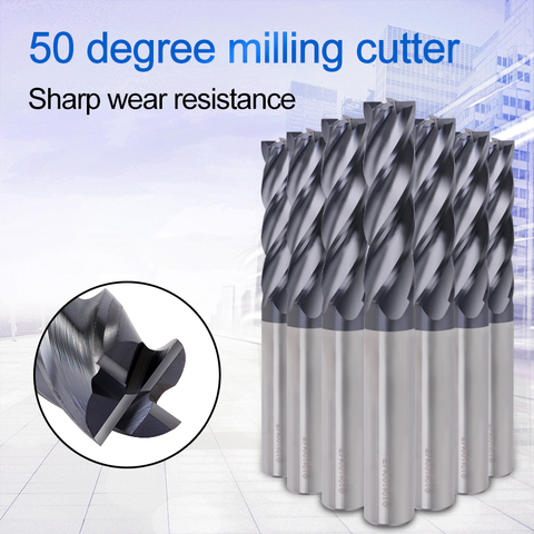 ZGT Milling Tools Carbide End Mill HRC50 4 Flute 1mm 3mm 4mm 5mm 6mm 8mm 10mm Cnc Cutter Metal Alloy Wood Milling Cutter Endmill ► Photo 1/6