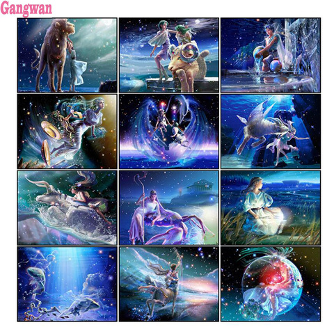 Constellation 5D Diy diamond painting twelve zodiac sign mosaic embroidery rhinestone cross stitch full square round drill decor ► Photo 1/6