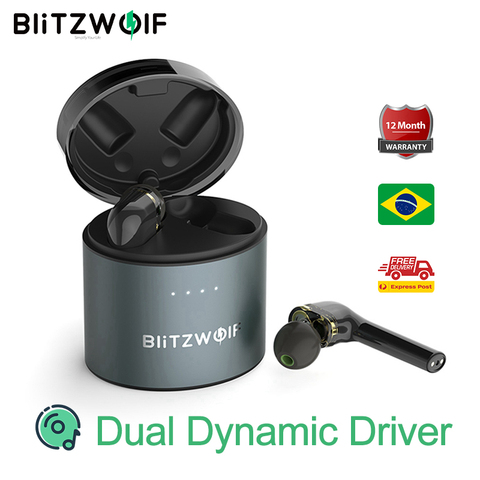 BlitzWolf BW-FYE8 TWS True Wireless bluetooth 5.0 Earphone Headset Dual Dynamic Driver Hands-free Hifi Earbuds IPX5 Long Handle ► Photo 1/6