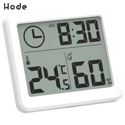 Multifunction Digital Thermometer Hygrometer Clock Indoor Temperature Humidity Meter Monitor Thin 3.2inch Large Screen гигрометр ► Photo 1/6